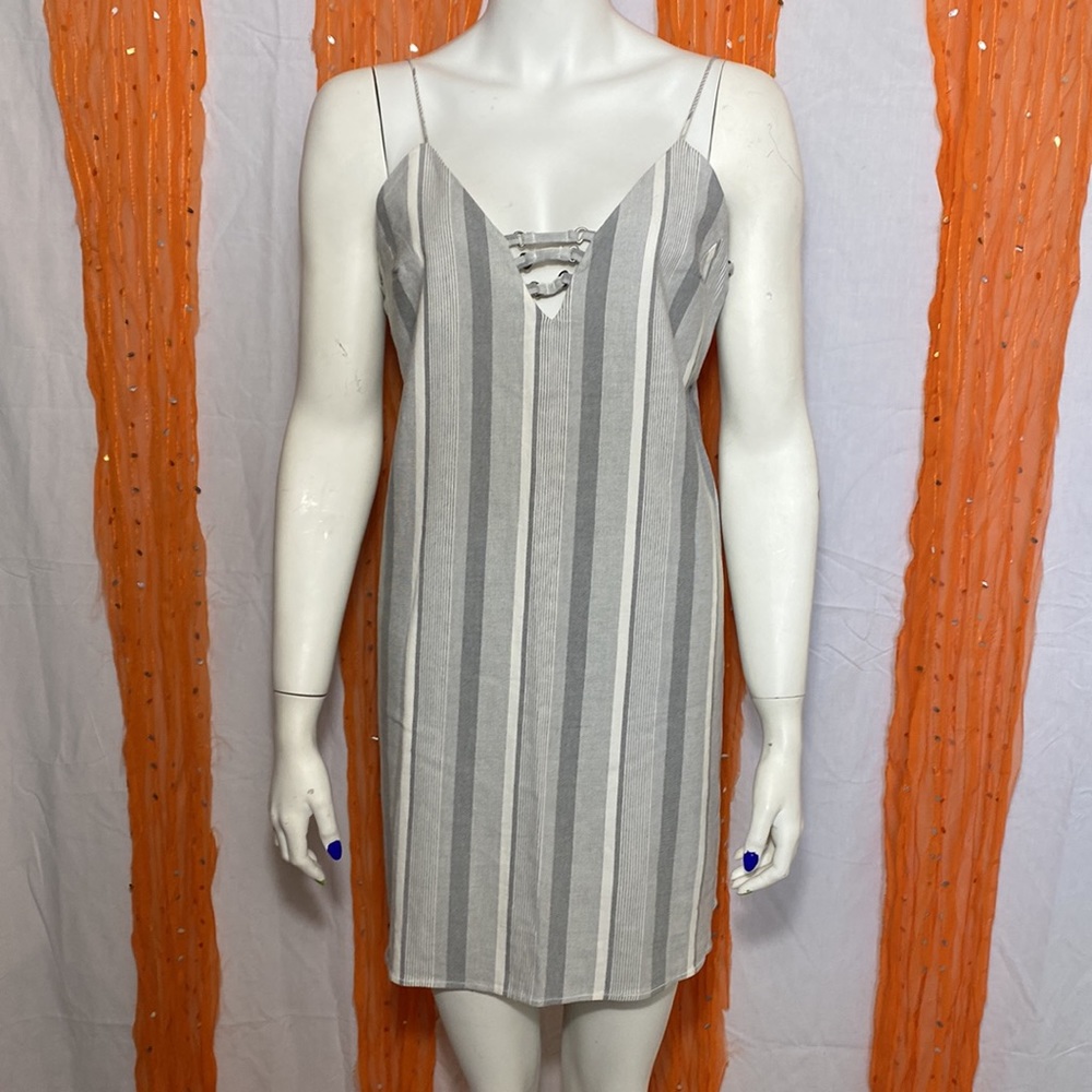 NWT Haute Hippie Grey Striped Mini Dress